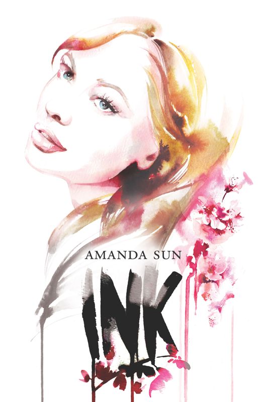 A blond girl looking wistful and painted in watercolours with the word Ink in black letters below